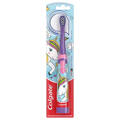 Colgate Kids Electric Battery Powered Toothbrush for Ages 3+, Extra Soft, Unicorn