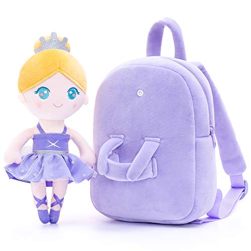 Toddler Backpack Kids Backpack with Soft Ballerina Baby Doll Purple Age 2+