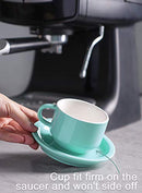 Porcelain Stackable Espresso Cups with Saucers and Metal Stand - 4 Ounce - Set of 4