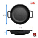 Cast Iron Round Skillet with Double Loop Handles Seasoned with 100% Kosher Certified
