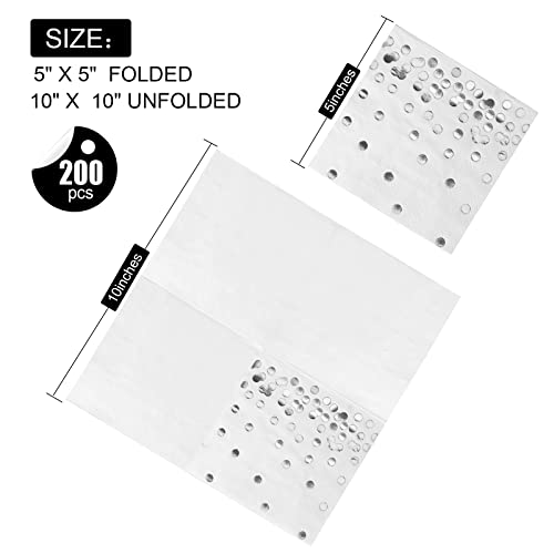 200-pack Silver Wedding Decorations Cocktail Napkins, Disposable Napkins