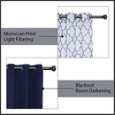 Mix and Match Curtains - 2 Pieces Moroccan Print Sheer Curtains and 2 Pieces Blackout