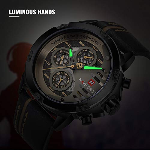 Sport Military Watches for Men Waterproof Watch Analog Quartz Leather Wristwatch