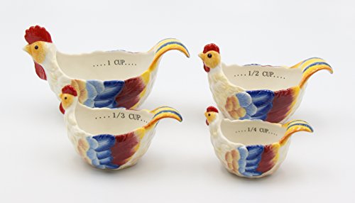 Rooster Measuring Cup Set of 4, 7-1/2 inches long, Brown