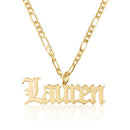 Personalized Name Necklace With Figaro Chain in Sterling Silver 925 or Gold/Rose Plated 18k