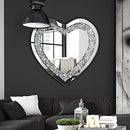 Crystal Crush Diamond Heart Shaped Silver Mirror for Wall Decoration