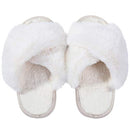 Girl's Soft Plush Lightweight House Slippers Non Slip Cross Band Slip on