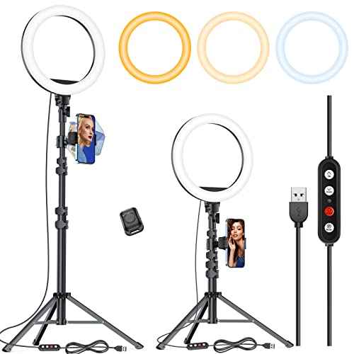 10.2" Selfie Ring Light with 65" Adjustable Tripod Stand & Phone Holder for Live Stream