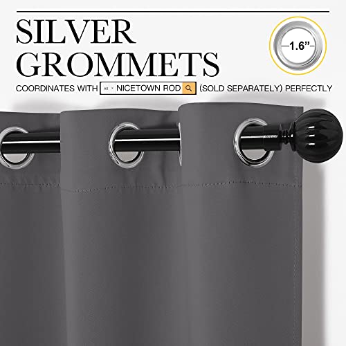 Thermal Insulated Grommet Blackout Curtains for Bedroom (2 Panels, W42 x L63 -Inch, Grey)