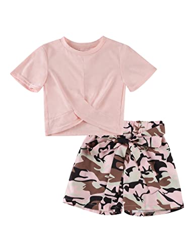 Toddler Girls Clothes Outfits Short Sleeve Twist Wrap Top and Floral Shorts Pants