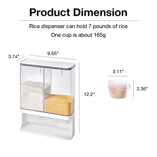 Rice Dispenser Kitchen Organization, Laundry Detergent Dispenser.Wall-Mounted Dry Food Storage Container with Lids, Suitable for Rice, Pet Food, Beans, Laundry Scent Beads（3000ml）