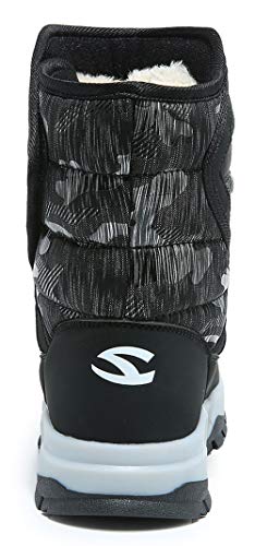 Boys Snow Boots Kids Outdoor Warm Shoes Waterproof (Black1, 5.5)