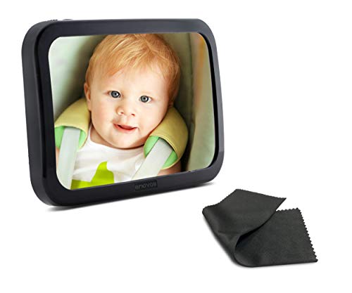 Enovoe Baby Car Mirror with Cleaning Cloth - Wide, Convex Back Seat Baby Mirror