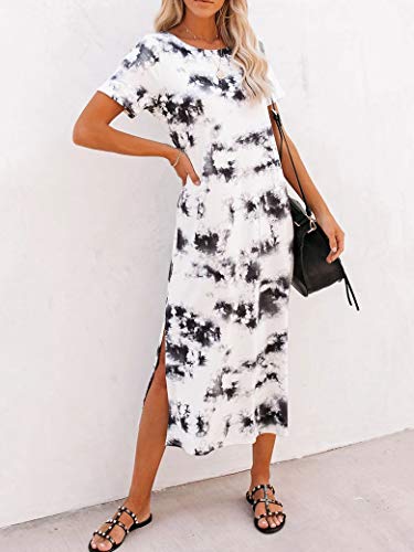 Long Dress for Women Summer Casual Short Sleeve Tie Dye Dresses