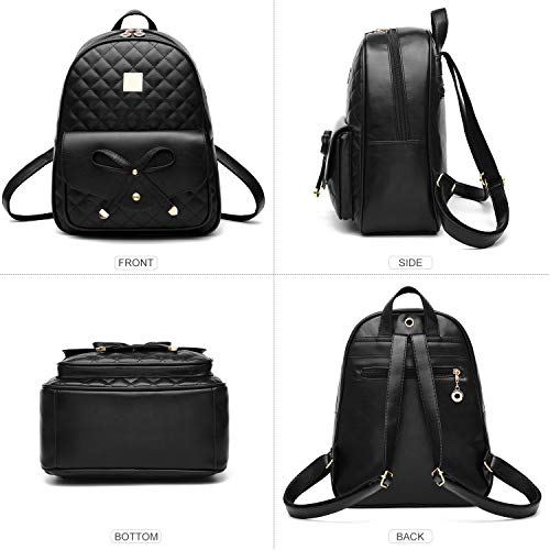 I IHAYNER Girls Bowknot 2-PCS Fashion Backpack Cute Mini Leather Purse
