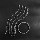 Silver Bracelets for Women Girls Sets Dainty Link Paperclip Bracelet Stack Small Ball Bead