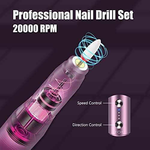 Electric Nail Drill Machine Cordless Electric Nail File for Acrylic Nails Gel Nails Efile Manicure