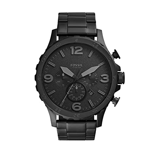 Fossil Men's Nate Quartz Stainless Steel Chronograph Watch, Color: Black