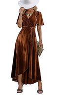 Women's Prom Fall Velvet Wrap Dress Cocktail Long Maxi Dress