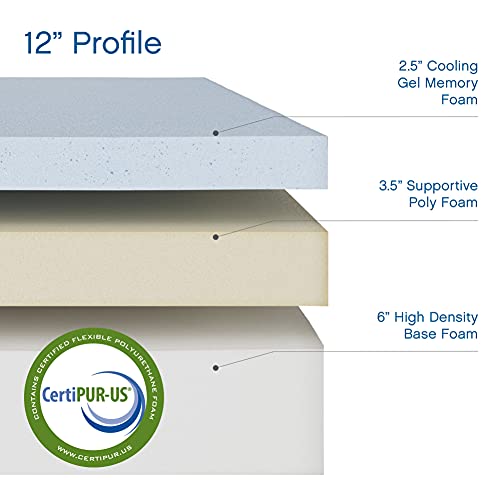 Cool Gel Ventilated Memory Foam 12-Inch Mattress | CertiPUR-US Certified | Bed-in-a-Box, Queen