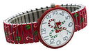 Christmas Stretch Watch with Special Design on Band (Christmas Candy Red)