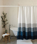 Elena Home Goods Fabric Shower Curtain | 230 GSM Polyester Blue Stripe Design