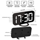 Digital Alarm Clock,6.5 Inch LED Electronic Clocks,with 2 USB Charging Ports,Snooze