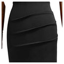 Miusol Women's Retro Ruffle Style Slim Work Pencil Dress(Medium, Black)