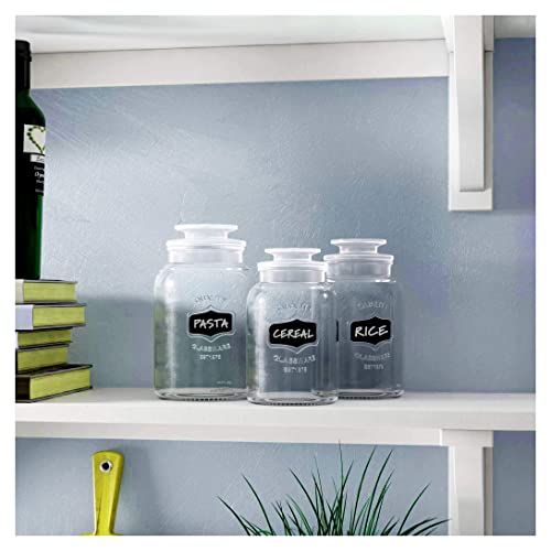 Glass Canister Set for Kitchen or Bathroom with Airtight Lid