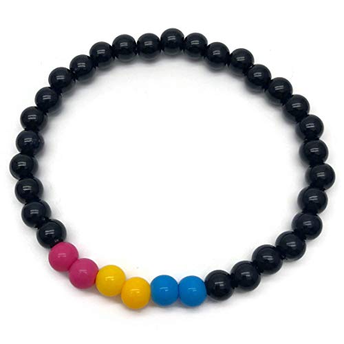Pansexual Flag Colors Bead Bracelet - 6mm Pink Yellow and Blue Acrylic Beads 7 inches