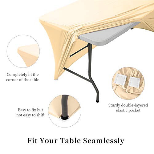 Spandex Table Covers 4 ft, Stretch Tablecloths for Standard Folding Tables