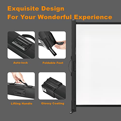 Portable Projector Screen with Stand, 50 Inch 4:3, Outdoor Projector Screen