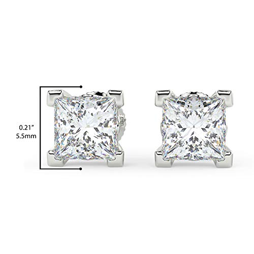 Certified 2.0 Cttw Near Colorless Square Princess Diamond Earrings