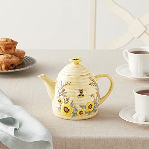 Bee Sweet 32 oz. 3-D Beehive Teapot, Multi Colored