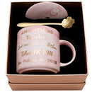 Teacher Appreciation Gifts - Pink Marble Ceramic Coffee Mugs 11.5oz and Lid