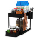 Under Sink Organizer storage, 2-Tier Pull-Out Kitchen Under Sink Storage Box