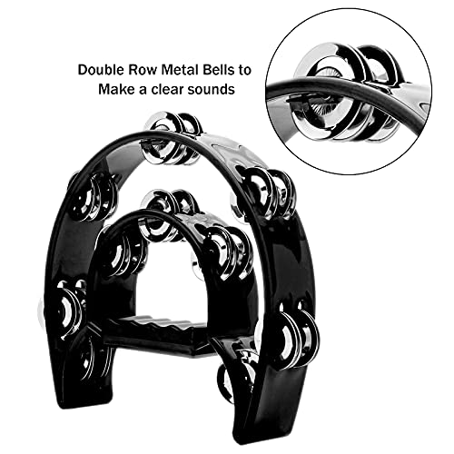 Double Row Tambourine, Metal Jingles Hand Held Percussion Tambourine Musical Instrument