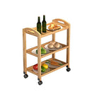 3-Tier Bamboo Kitchen Serving Cart Rolling Utility Storage Organizer Kitchen Trolley