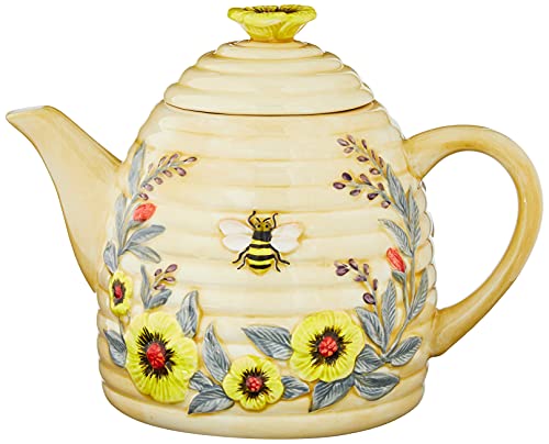 Bee Sweet 32 oz. 3-D Beehive Teapot, Multi Colored