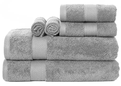 Bath Towels 600 GSM Grey 100% Cotton - Premium Highly Absorbent, Super Soft, and Plush - Towels