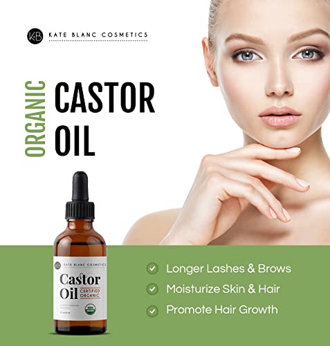 Castor Oil (2oz), USDA Certified Organic, 100% Pure, Cold Pressed, Hexane Free