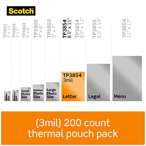 Thermal Laminating Pouches, 200-Pack, 8.9 x 11.4 Inches, Letter Size Sheets, Clear, 3-Mil