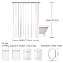 Shower Curtain, Marble Shower Curtain Set with 12 Hooks, 72”x72”