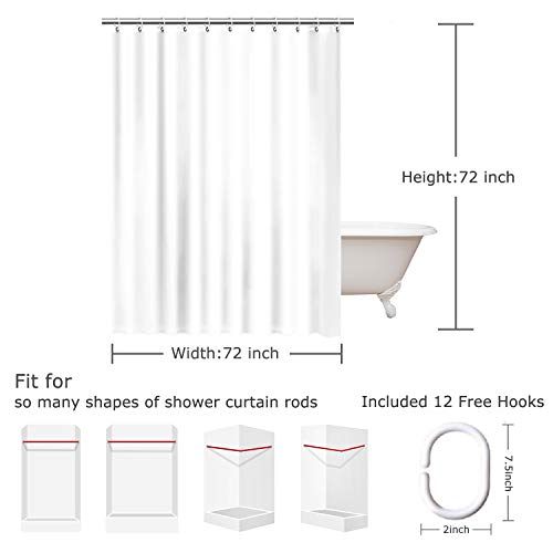 Shower Curtain, Marble Shower Curtain Set with 12 Hooks, 72”x72”