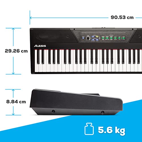 61 Key Digital Piano Keyboard with Semi Weighted Keys, 20W Speakers, 10 Voices, Split