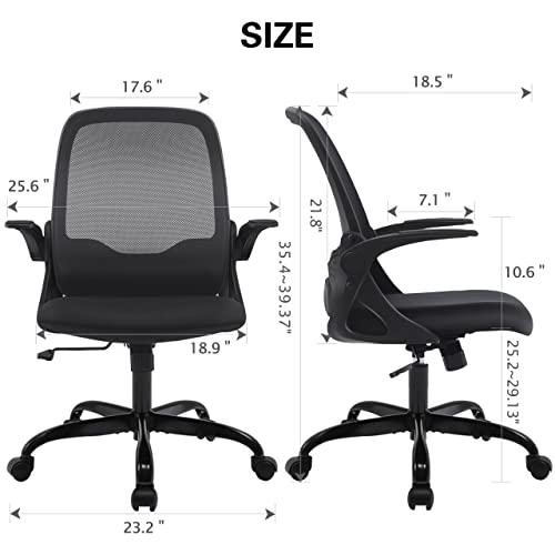 Desk Chair with Adjustable Height, Swivel Computer Rolling Task Chair with Flip-up Arms