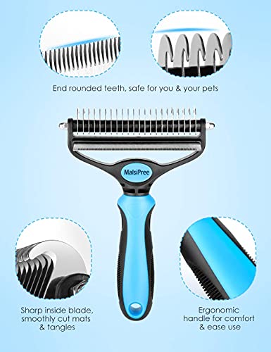 2 in 1 Deshedding Tool & Undercoat Rake Dematting Comb for Mats  Removing