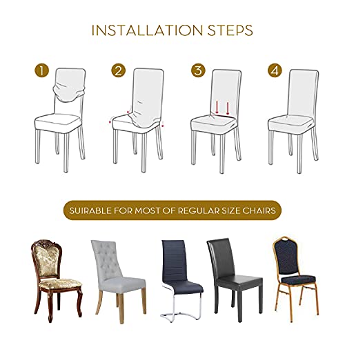 Set of 4 -Stretchable Washable Removable Kitchen Chair Slipcovers Protector for Dining