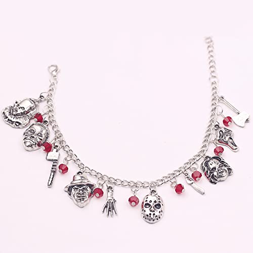 Halloween Scary Charm Bracelet Horror Ghost Jewelry Gift for Movie Fans