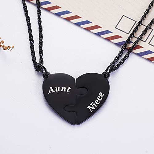 Aunt and Niece Heart Matching Necklace Set for 2 - Gifts for Aunt from Niece
